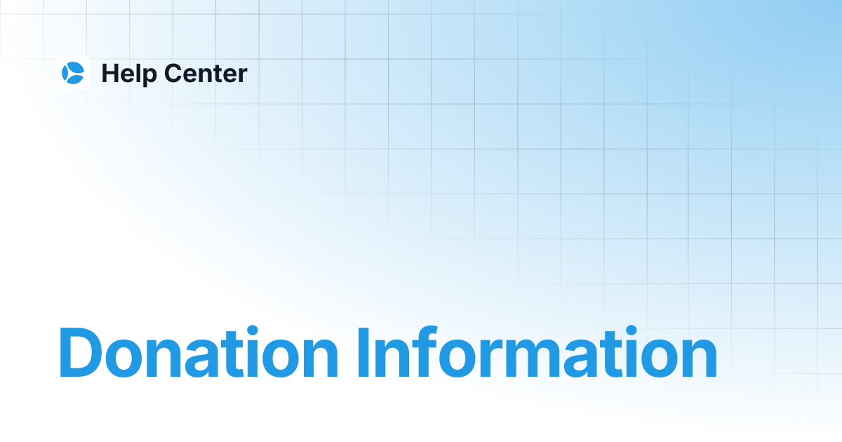 Donation Information | Help Center